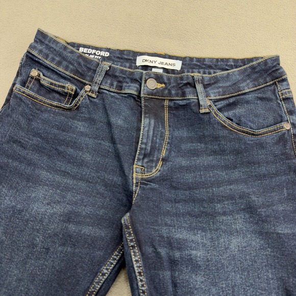 Dkny Other - DKNY Bedford Slim Jeans Mens 30x30 Blue Dark Wash 5 Pocket Stretch Whiskered